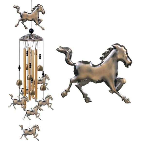 Horse Wind Chimes Decor - 35 Inch Pure Hand-Made Metal Musical Wind Bells - Picture 7 of 7